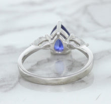 Load image into Gallery viewer, 1.80ct. Pear Blue Sapphire Ring with Diamond Accents in 18K White Gold