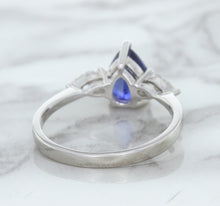 Load image into Gallery viewer, 1.80ct. Pear Blue Sapphire Ring with Diamond Accents in 18K White Gold