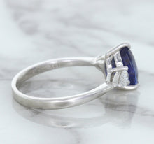 Load image into Gallery viewer, 1.80ct. Pear Blue Sapphire Ring with Diamond Accents in 18K White Gold