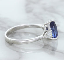 Load image into Gallery viewer, 1.80ct. Pear Blue Sapphire Ring with Diamond Accents in 18K White Gold