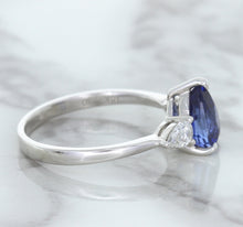 Load image into Gallery viewer, 1.80ct. Pear Blue Sapphire Ring with Diamond Accents in 18K White Gold