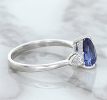 Load image into Gallery viewer, 1.80ct. Pear Blue Sapphire Ring with Diamond Accents in 18K White Gold