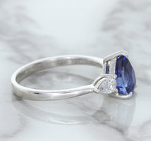 Load image into Gallery viewer, 1.80ct. Pear Blue Sapphire Ring with Diamond Accents in 18K White Gold