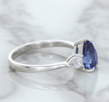 Load image into Gallery viewer, 1.80ct. Pear Blue Sapphire Ring with Diamond Accents in 18K White Gold