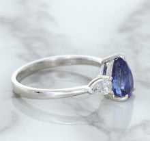 Load image into Gallery viewer, 1.80ct. Pear Blue Sapphire Ring with Diamond Accents in 18K White Gold