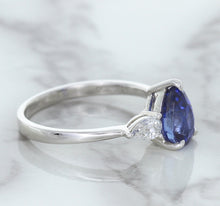 Load image into Gallery viewer, 1.80ct. Pear Blue Sapphire Ring with Diamond Accents in 18K White Gold