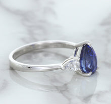 Load image into Gallery viewer, 1.80ct. Pear Blue Sapphire Ring with Diamond Accents in 18K White Gold