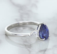 Load image into Gallery viewer, 1.80ct. Pear Blue Sapphire Ring with Diamond Accents in 18K White Gold