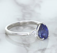 Load image into Gallery viewer, 1.80ct. Pear Blue Sapphire Ring with Diamond Accents in 18K White Gold