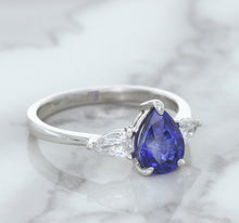 Load image into Gallery viewer, 1.80ct. Pear Blue Sapphire Ring with Diamond Accents in 18K White Gold