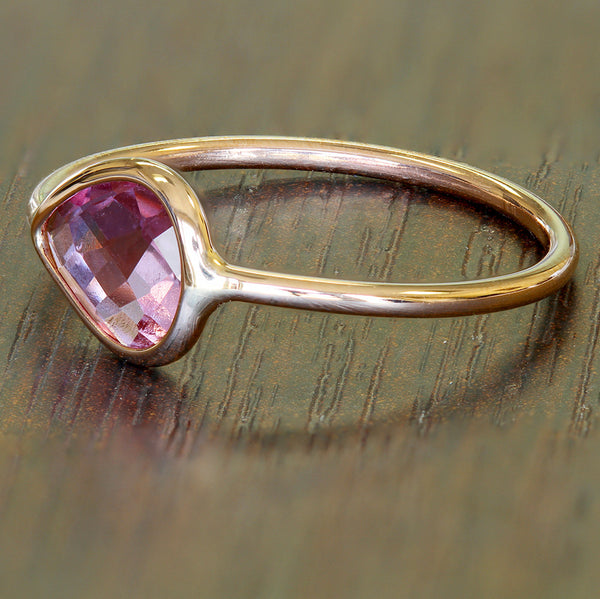 1.09ct. Pear Pink Sapphire Ring in 14K Rose Gold