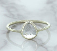 Load image into Gallery viewer, 0.84ct. Pear Shape White Sapphire Ring in 14K White Gold