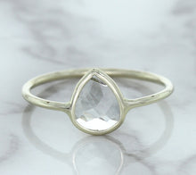 Load image into Gallery viewer, 0.84ct. Pear Shape White Sapphire Ring in 14K White Gold
