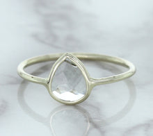 Load image into Gallery viewer, 0.84ct. Pear Shape White Sapphire Ring in 14K White Gold