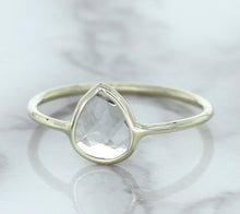 Load image into Gallery viewer, 0.84ct. Pear Shape White Sapphire Ring in 14K White Gold