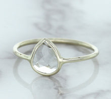 Load image into Gallery viewer, 0.84ct. Pear Shape White Sapphire Ring in 14K White Gold