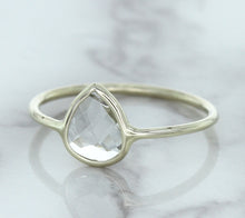 Load image into Gallery viewer, 0.84ct. Pear Shape White Sapphire Ring in 14K White Gold