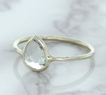 Load image into Gallery viewer, 0.84ct. Pear Shape White Sapphire Ring in 14K White Gold