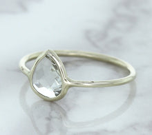Load image into Gallery viewer, 0.84ct. Pear Shape White Sapphire Ring in 14K White Gold