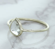 Load image into Gallery viewer, 0.84ct. Pear Shape White Sapphire Ring in 14K White Gold