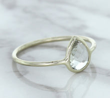 Load image into Gallery viewer, 0.84ct. Pear Shape White Sapphire Ring in 14K White Gold