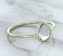 Load image into Gallery viewer, 0.84ct. Pear Shape White Sapphire Ring in 14K White Gold