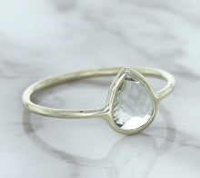Load image into Gallery viewer, 0.84ct. Pear Shape White Sapphire Ring in 14K White Gold