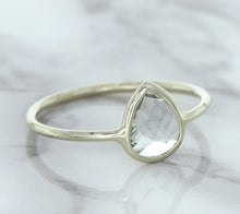 Load image into Gallery viewer, 0.84ct. Pear Shape White Sapphire Ring in 14K White Gold