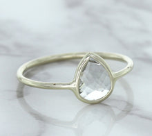 Load image into Gallery viewer, 0.84ct. Pear Shape White Sapphire Ring in 14K White Gold