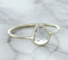 Load image into Gallery viewer, 0.84ct. Pear Shape White Sapphire Ring in 14K White Gold