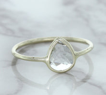 Load image into Gallery viewer, 0.84ct. Pear Shape White Sapphire Ring in 14K White Gold
