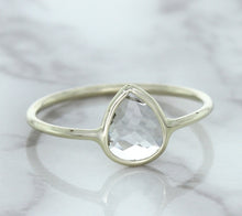 Load image into Gallery viewer, 0.84ct. Pear Shape White Sapphire Ring in 14K White Gold
