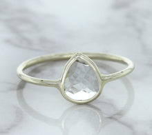 Load image into Gallery viewer, 0.84ct. Pear Shape White Sapphire Ring in 14K White Gold
