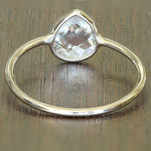 Load image into Gallery viewer, 0.84ct. Pear White Sapphire Ring in 14K Yellow Gold