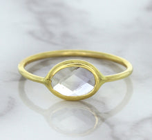 Load image into Gallery viewer, 1.33ct. Oval White Sapphire Ring in 14K Yellow Gold