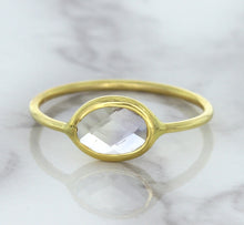 Load image into Gallery viewer, 1.33ct. Oval White Sapphire Ring in 14K Yellow Gold