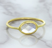 Load image into Gallery viewer, 1.33ct. Oval White Sapphire Ring in 14K Yellow Gold
