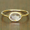 1.33ct. Oval White Sapphire Ring in 14K Yellow Gold