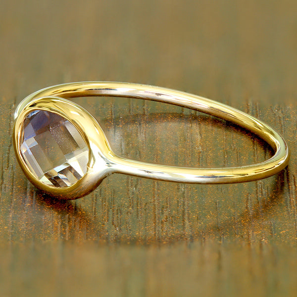 1.33ct. Oval White Sapphire Ring in 14K Yellow Gold