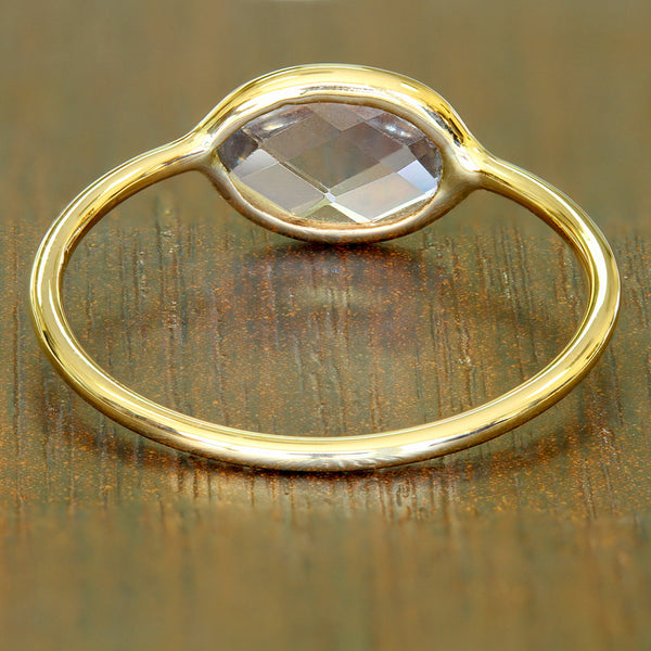 1.33ct. Oval White Sapphire Ring in 14K Yellow Gold