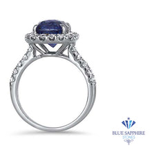 Load image into Gallery viewer, 4.41ct. Cushion Blue Sapphire Ring with Diamond Halo in 18K White Gold