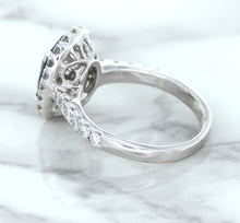 Load image into Gallery viewer, 3.68ct. Oval GIA Certified Blue Sapphire Ring with Diamond Halo in 18K White Gold