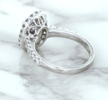 Load image into Gallery viewer, 3.68ct. Oval GIA Certified Blue Sapphire Ring with Diamond Halo in 18K White Gold