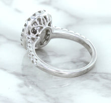 Load image into Gallery viewer, 3.68ct. Oval GIA Certified Blue Sapphire Ring with Diamond Halo in 18K White Gold