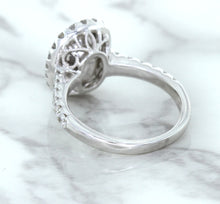 Load image into Gallery viewer, 3.68ct. Oval GIA Certified Blue Sapphire Ring with Diamond Halo in 18K White Gold