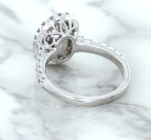 Load image into Gallery viewer, 3.68ct. Oval GIA Certified Blue Sapphire Ring with Diamond Halo in 18K White Gold