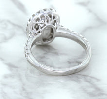 Load image into Gallery viewer, 3.68ct. Oval GIA Certified Blue Sapphire Ring with Diamond Halo in 18K White Gold