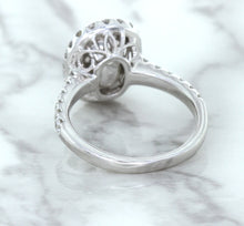 Load image into Gallery viewer, 3.68ct. Oval GIA Certified Blue Sapphire Ring with Diamond Halo in 18K White Gold