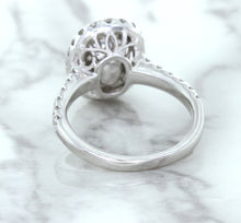 Load image into Gallery viewer, 3.68ct. Oval GIA Certified Blue Sapphire Ring with Diamond Halo in 18K White Gold