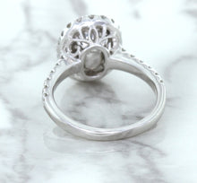 Load image into Gallery viewer, 3.68ct. Oval GIA Certified Blue Sapphire Ring with Diamond Halo in 18K White Gold